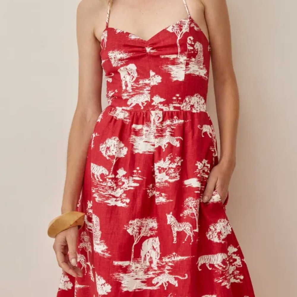 Reformation Nairobi Print Lace-up Sundress